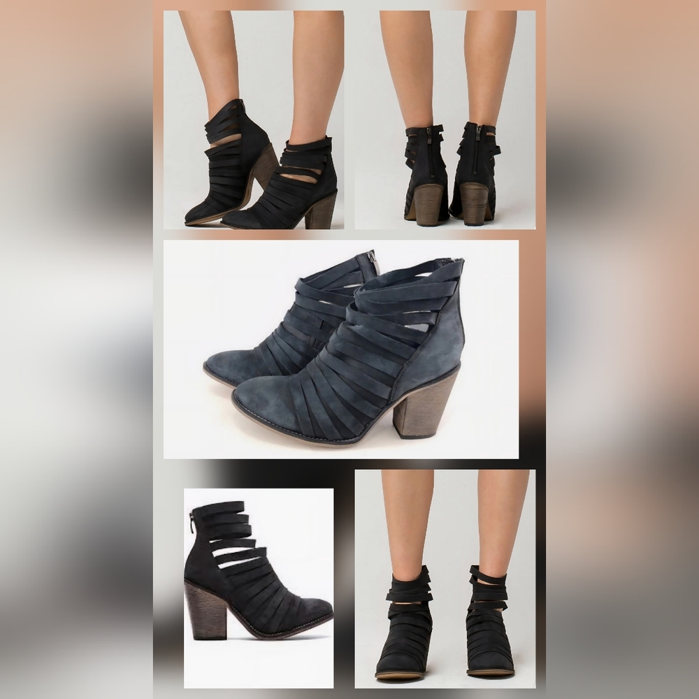 FREE PEOPLE | Strappy Suede Leather Bootie | Boho |Black Ankle Boot | EU 36 US 6 - Picture 3 of 15